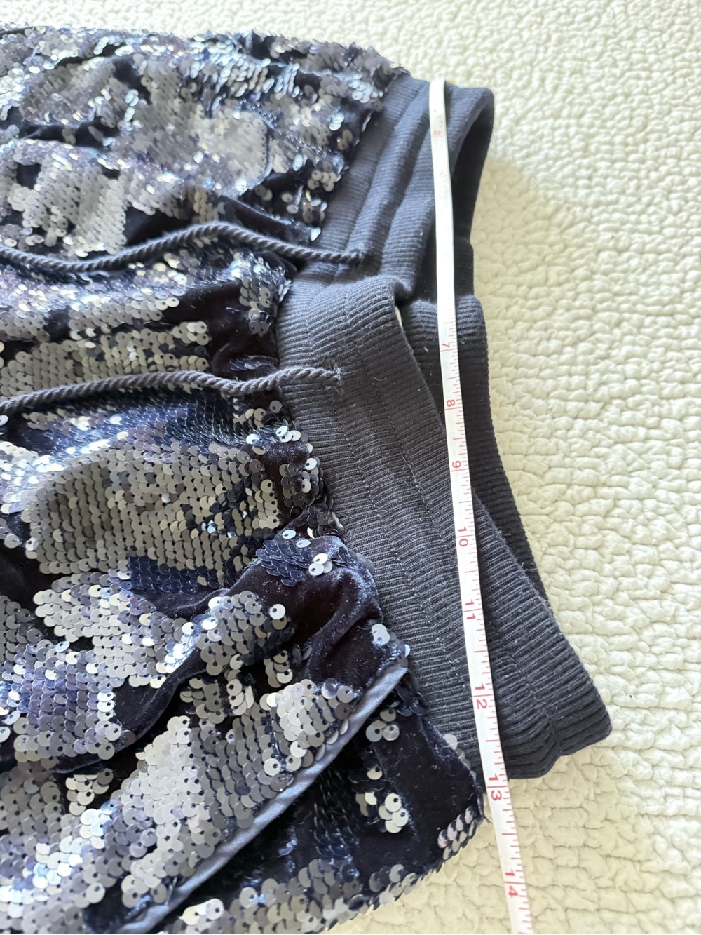 Anthropologie Sequins Velvet Joggers In Navy - Picture 3 of 6